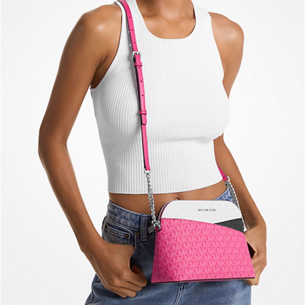 Michael Kors Jet Set Medium Signature Logo Color Block Dome Crossbody Bag NWT - Picture 5 of 5